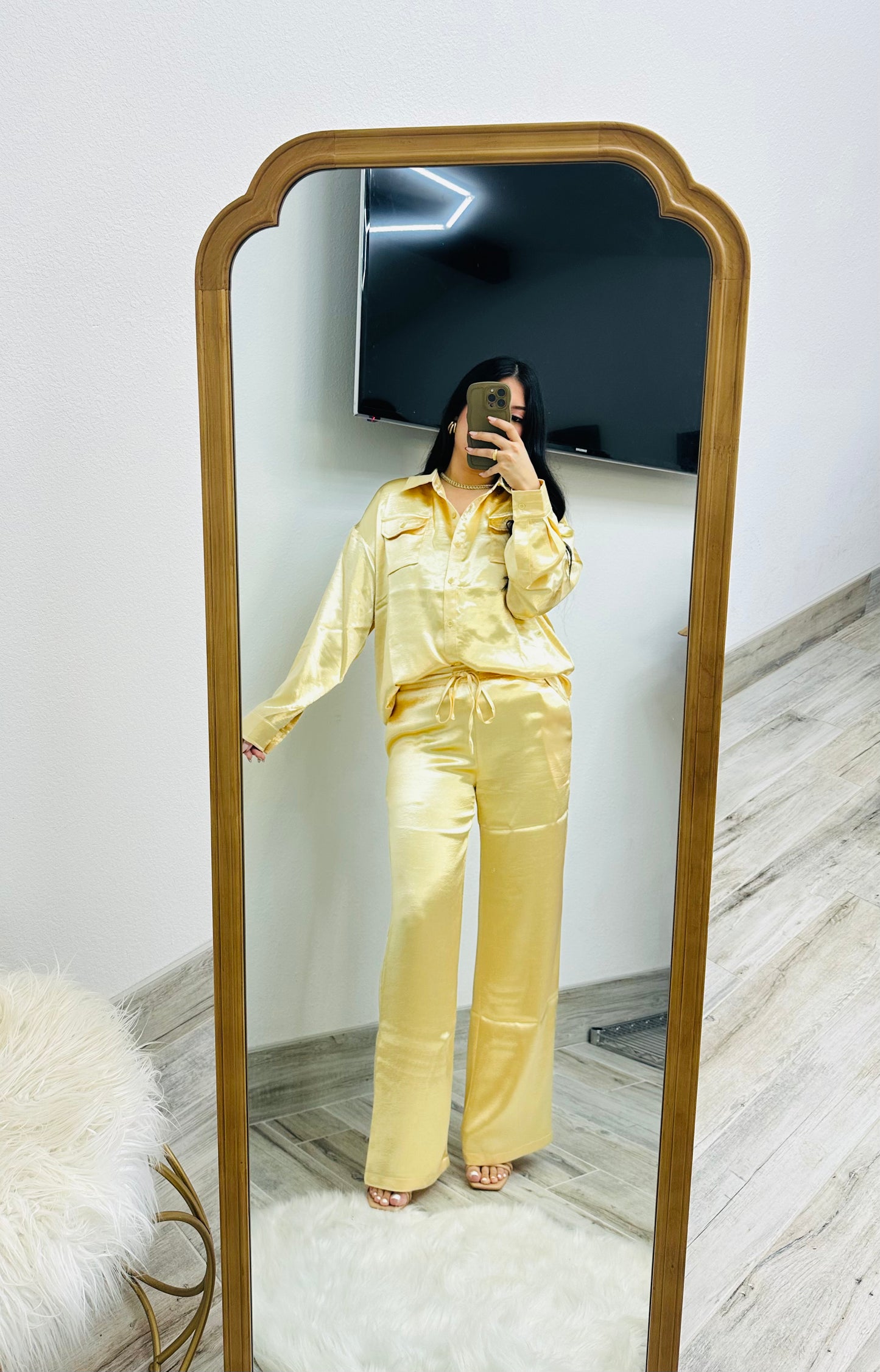 Good Vibes Metallic 2 Piece Pant Set