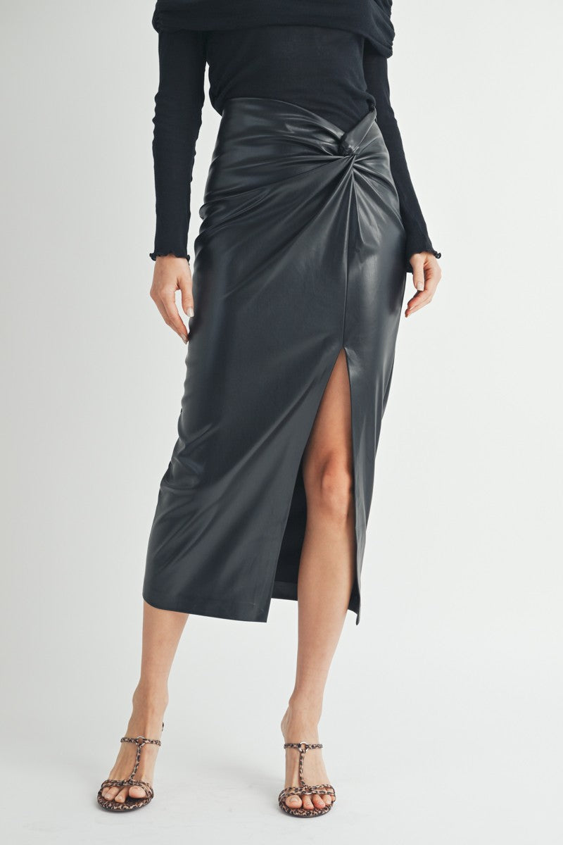 Twist Waist Midi Skirt