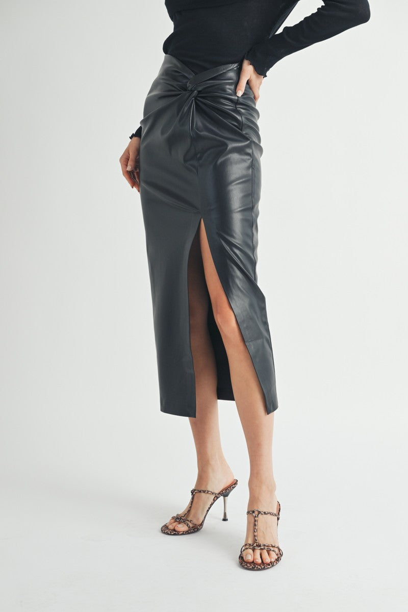 Twist Waist Midi Skirt