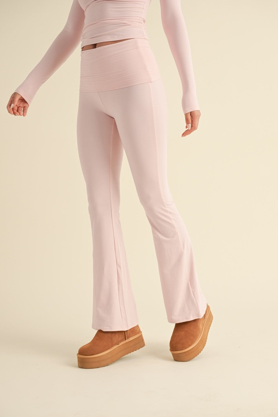 Soft Knit Foldover Flare Pants